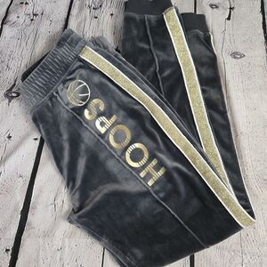 Justice Active Velour Hoops Joggers - Gray and Gold